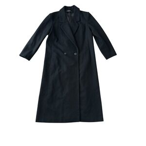 Vintage Adolfo Wool Coat Womens Sz ~10 Black Long Overcoat Classic Quiet Luxury
